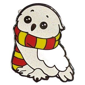 Owl Hedwig Lapel Pin Glittery Scarf Bird Jewelry Enamel Brooch Pin Accessories